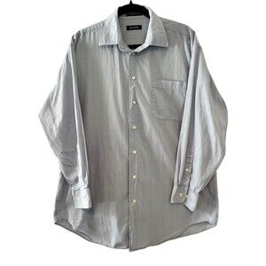Nautica Men's Dress Shirt 16.5 32/33 Light Blue Plaid Classic Fit Long